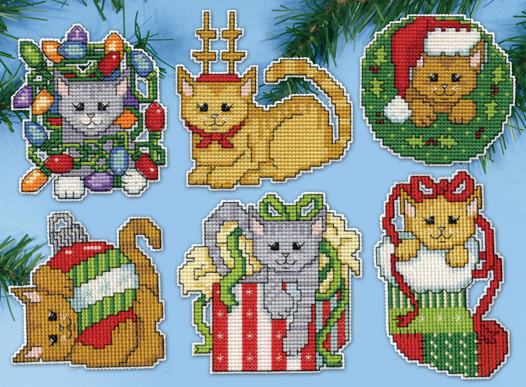 Christmas Kittens Plastic Canvas Ornament Kit
